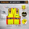 Tr Industrial Class 2 Safety Vest with Pockets and Zipper Closure, 3M Strips, M TR88055-3M-M
